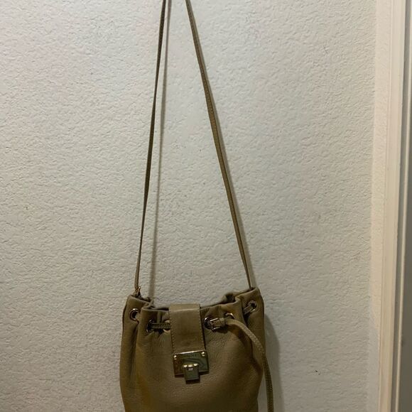 Jimmy Choo [Authentic] Ryad Sandy Brown Leather Flip Lock Crossbody Bag - Picture 2 of 16